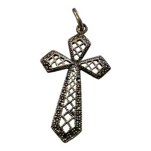 Vintage Sterling Silver Cross Pendant, Religious Jewelry, Stamped, Unisex
